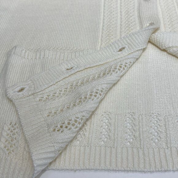 Vintage Cardigan Sweater Women’s Large Cream Crochet Details Acrylic Cottagecore - Picture 7 of 10